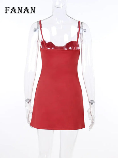 Elegant Red Sleeveless A-line Mini Dress for Women - Summer 2022 Fashion Club Party and Birthday Outfit