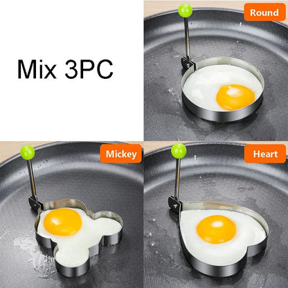 Stainless Steel 5-Style Egg Shaper: Pancake, Omelette, and Mold Rings for Frying and Cooking