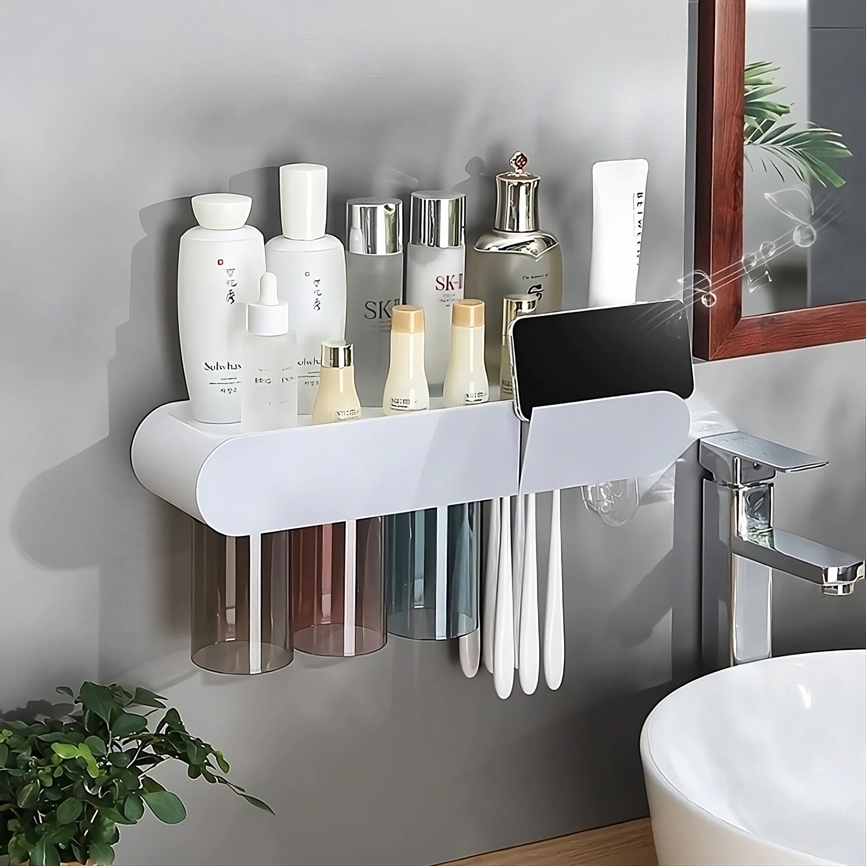 Convenient Toothbrush and Cosmetics Organizer