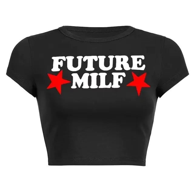 90s FUTURE MILF Stars Print T-shirts