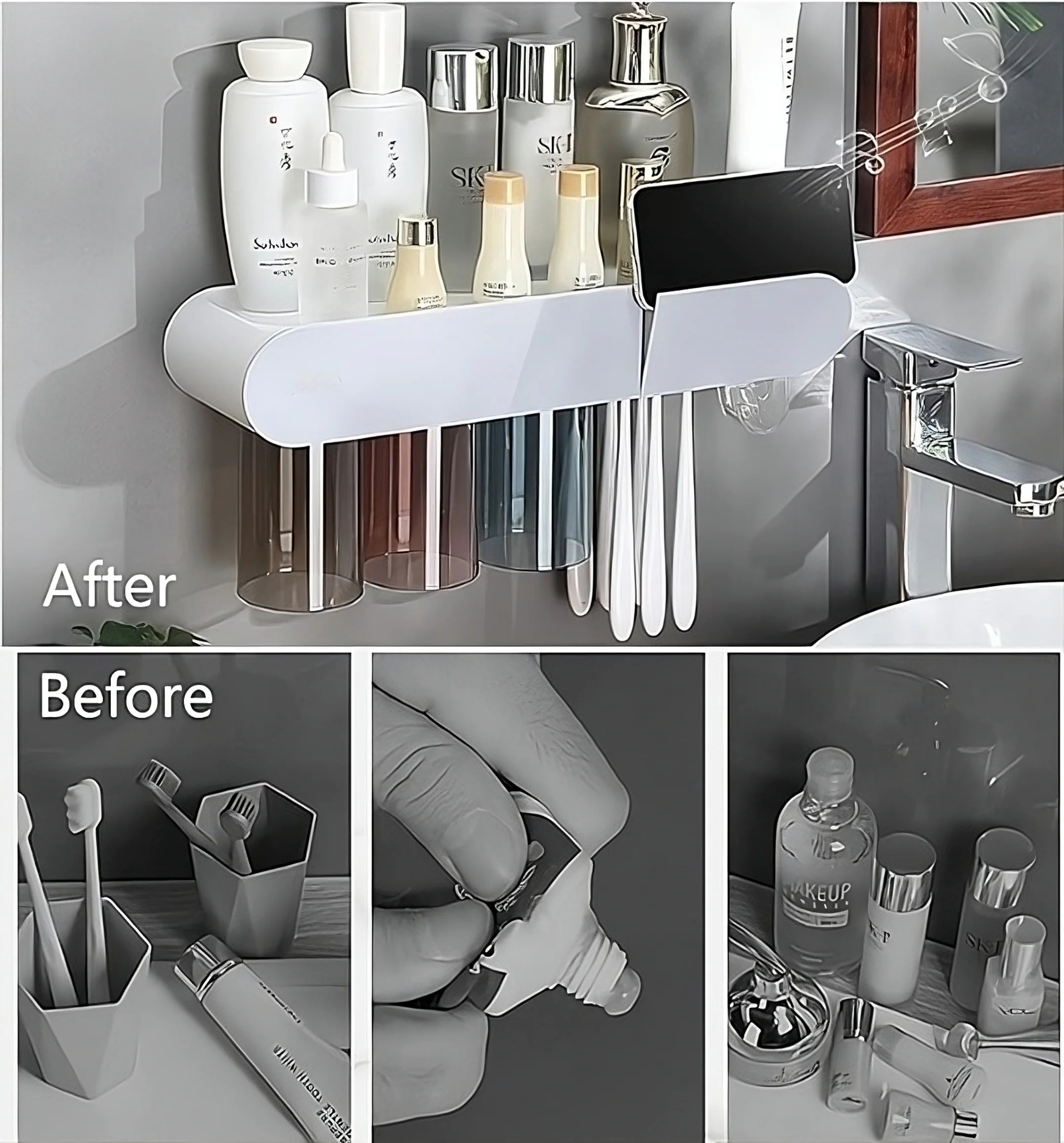 Convenient Toothbrush and Cosmetics Organizer