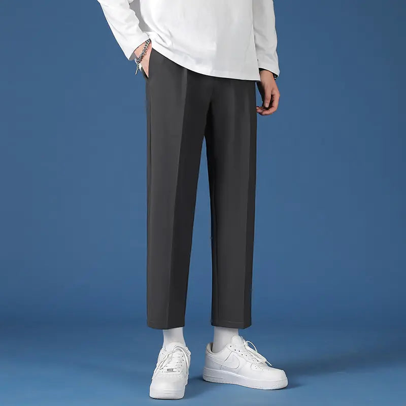 Pants Mens Korean Fashion Hip Hop Classic Nine-Point Pants 2022 Men Oversize Breathable Wide Leg Casual Straight Trouser27-38