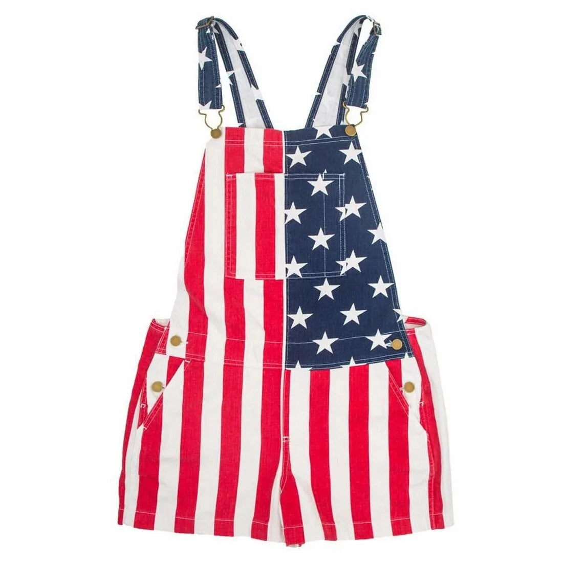 American Flag Overalls Shorts