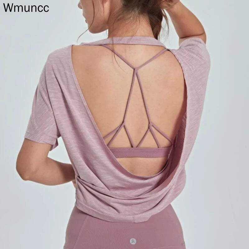 Open Back Sports Blouse: Breathable Gym and Yoga Tank