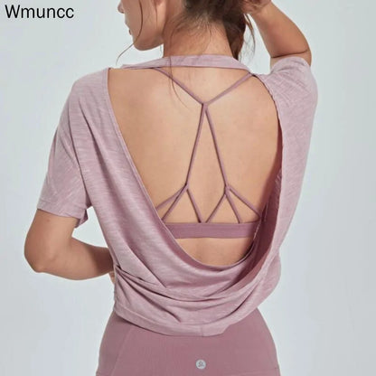 Open Back Sports Blouse: Breathable Gym and Yoga Tank