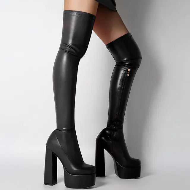 Platform High Heeled Women Over The Knee High Boots