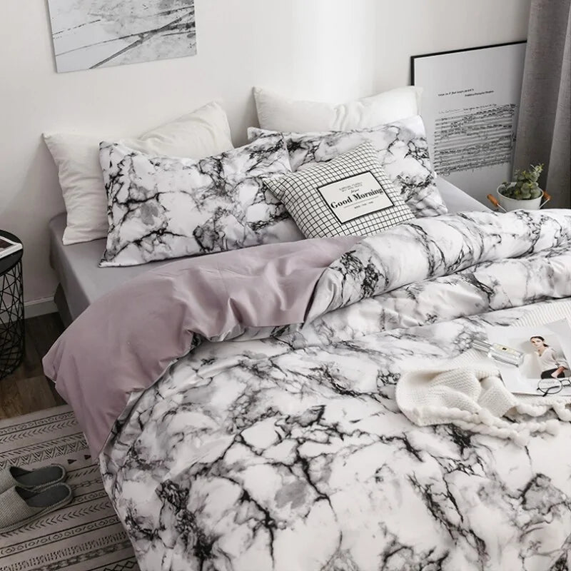 Printed marble bed sets