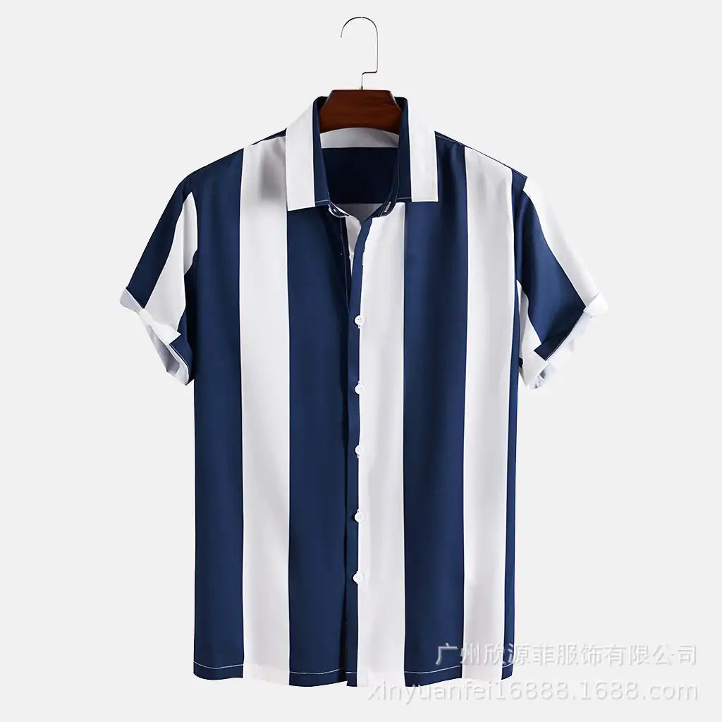 Wide Stripe Lane Print Shirts