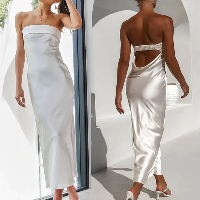 Satin Evening Club Maxi Dress