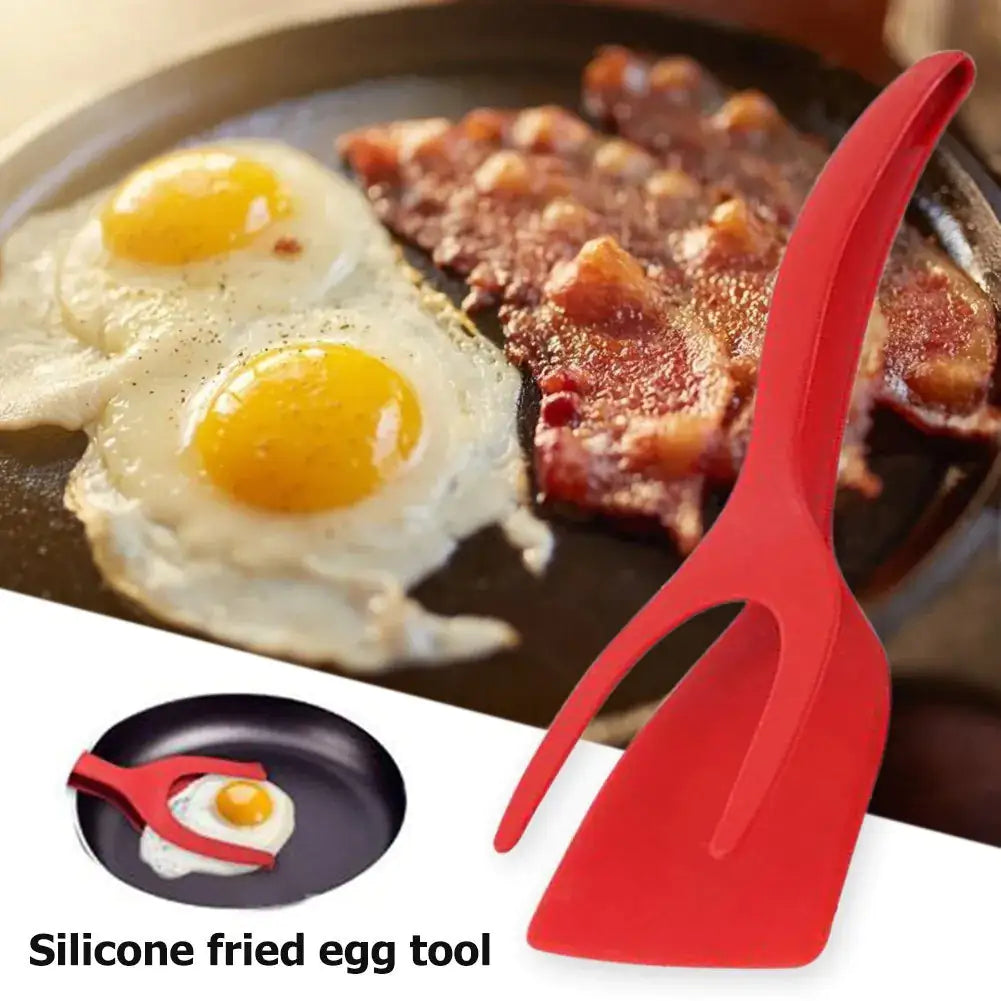 2 In 1 Grip And Flip Tongs Egg Spatula Tongs Clamp Pancake Fried Egg French Toast Omelet Overturned Kitchen Accessories