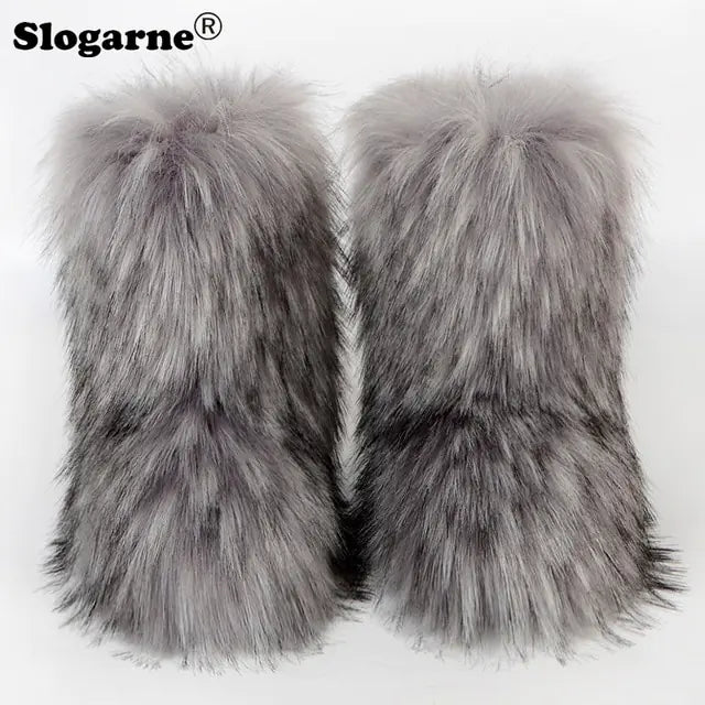 Fluffy Fox Fur Boots