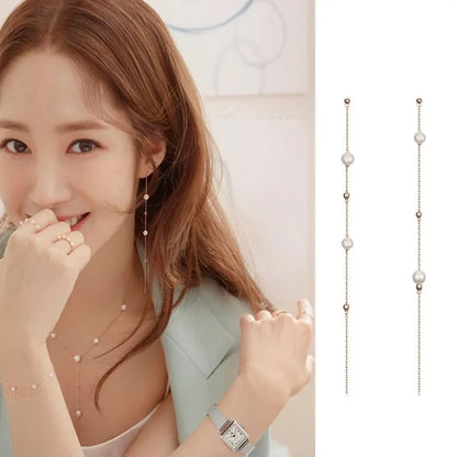 MENGJIQIAO 2019 Korean TV Star Crystal Tassel Drop Earrings for Women Party Jewelry