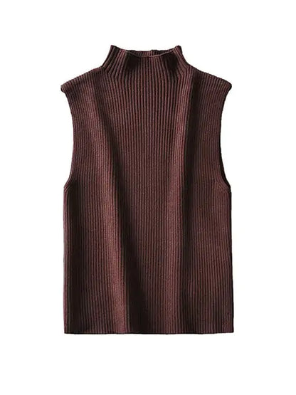 Sleeveless Knit High Neck Top