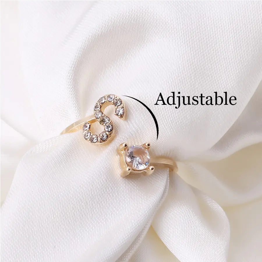 Initial Letter Rings for Women: Adjustable A-Z Fashion Jewelry Gift