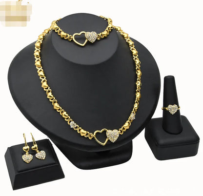 Gold  Wedding Engagement Jewelry Set