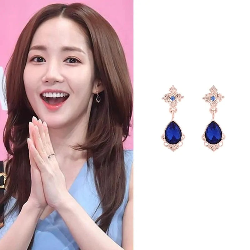 MENGJIQIAO 2019 Korean TV Star Crystal Tassel Drop Earrings for Women Party Jewelry