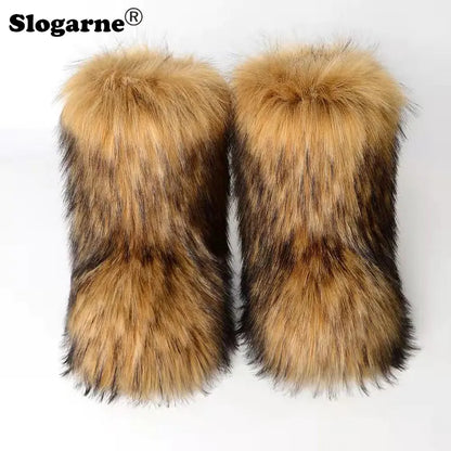 Fluffy Fox Fur Boots