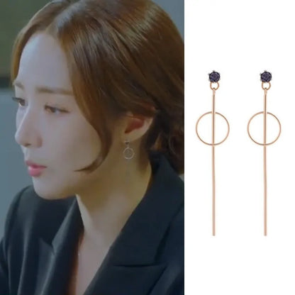 MENGJIQIAO 2019 Korean TV Star Crystal Tassel Drop Earrings for Women Party Jewelry