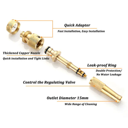 High Pressure Sprinkler Adjustable Gardening Irrigation Brass Nozzle