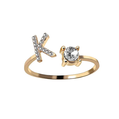 Initial Letter Rings for Women: Adjustable A-Z Fashion Jewelry Gift