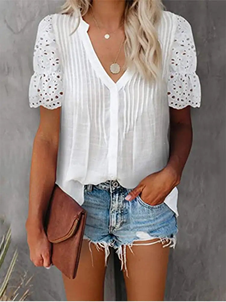 Shirt with Lace and V-neck Emily