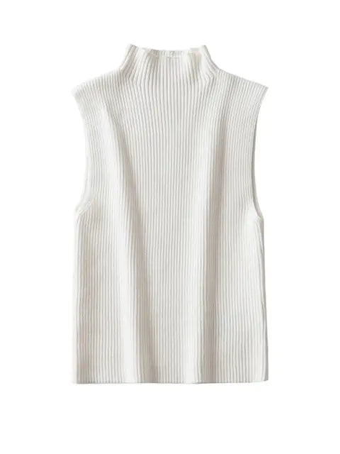 Sleeveless Knit High Neck Top