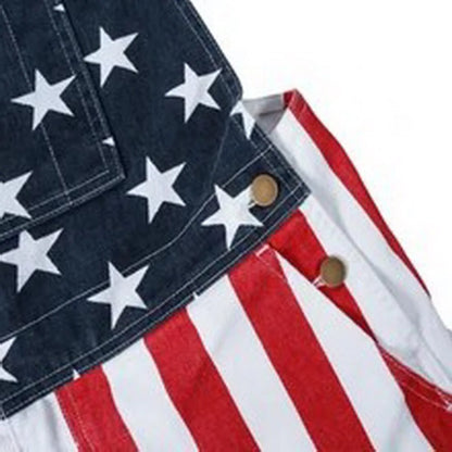 American Flag Overalls Shorts