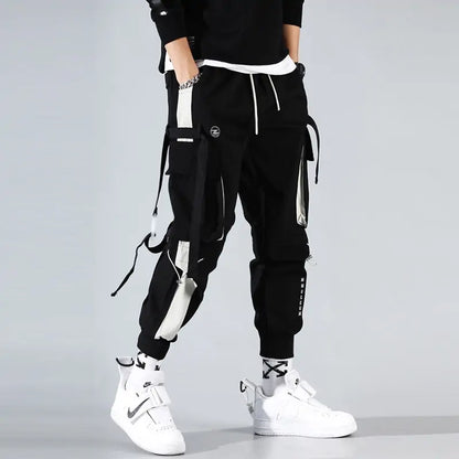 Joggers Men Ribbons Cargo Pants