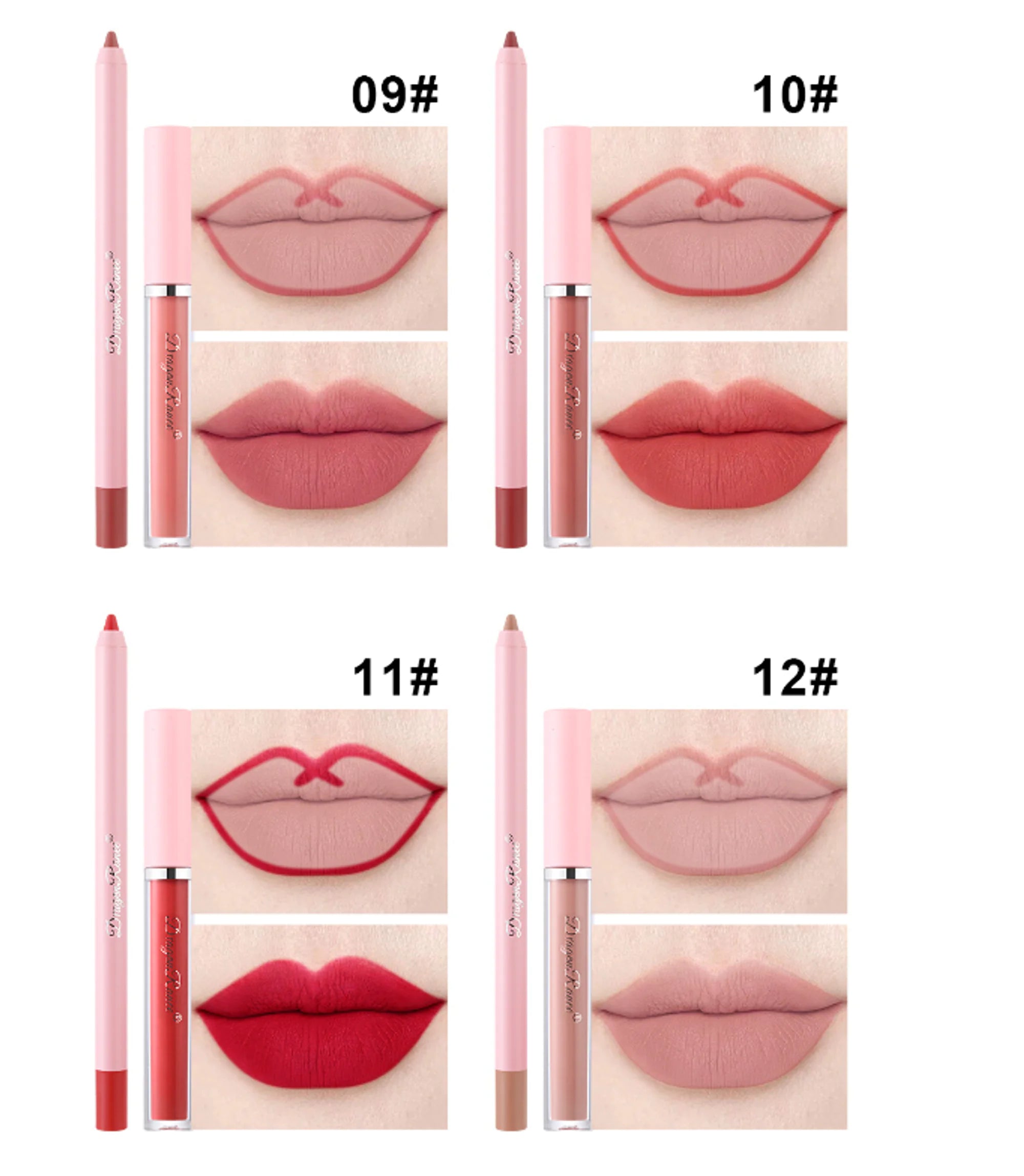 4pcs Lip Gloss Lip Liner Pen Set