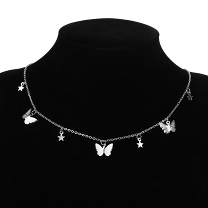 Gold Chain Butterfly Pendant Choker Necklace: Bohemian Beach Jewelry