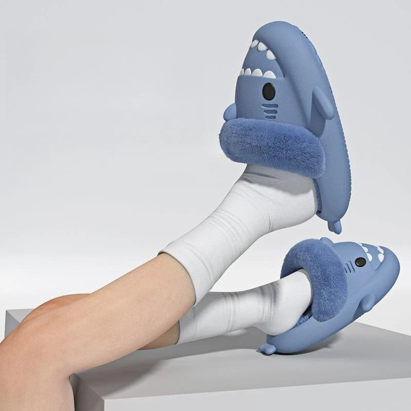 Winter Plush Shark Slippers Men