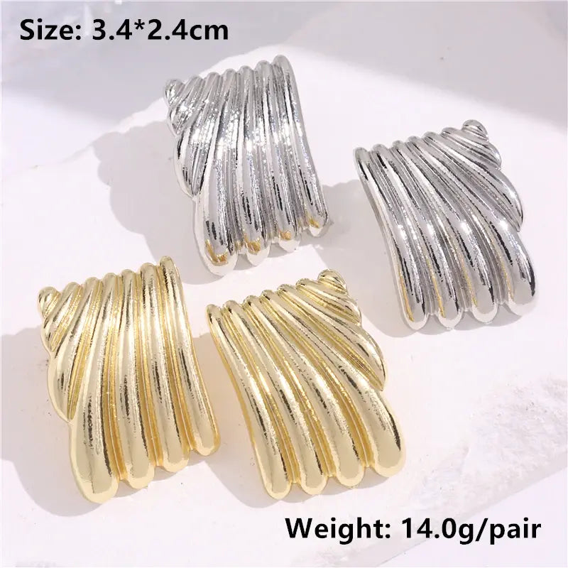 Metal Square Striped Wave Jewelry