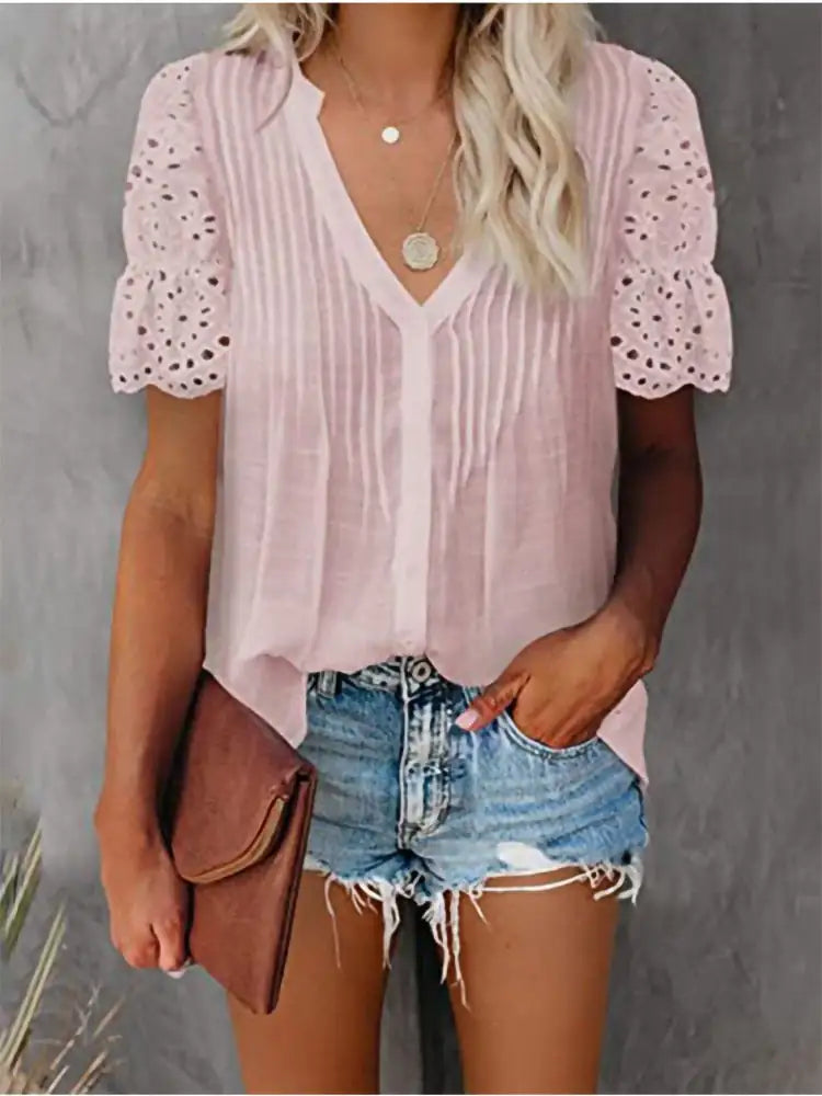 Shirt with Lace and V-neck Emily